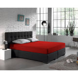 Double Jersey 220 GSM Soft Cotton Fitted Sheet | Red | Single 80/100 x 220cm (L) x 40cm (D) - The Bedding & Blankets Store