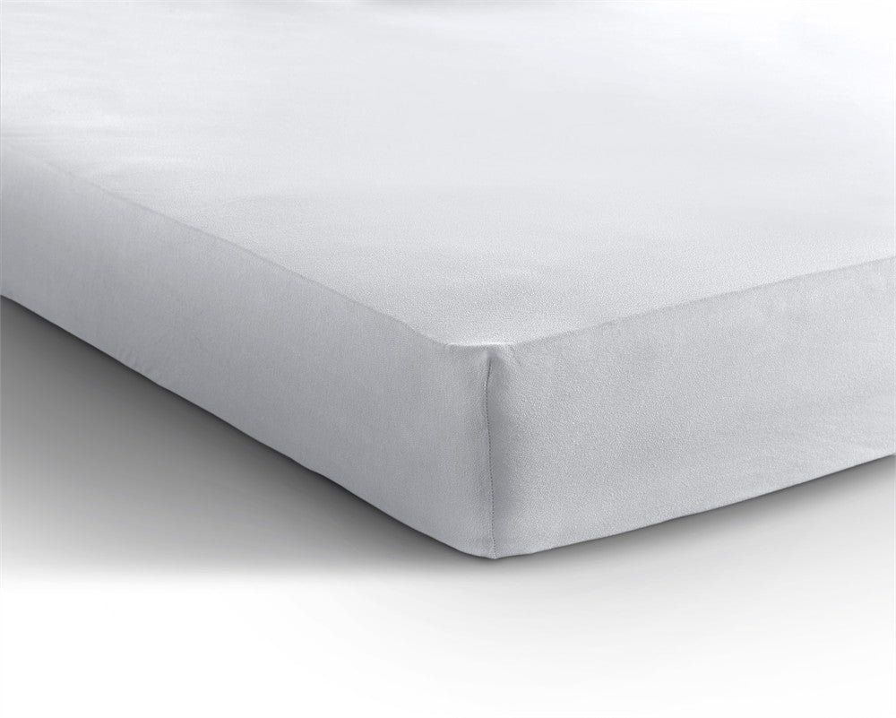 Double Jersey 220 GSM Soft Cotton Fitted Sheet | White | Single 80/100 x 220cm (L) x 40cm (D) - The Bedding & Blankets Store