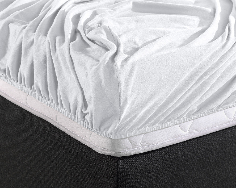 Double Jersey 220 GSM Soft Cotton Fitted Sheet | White | Single 80/100 x 220cm (L) x 40cm (D) - The Bedding & Blankets Store