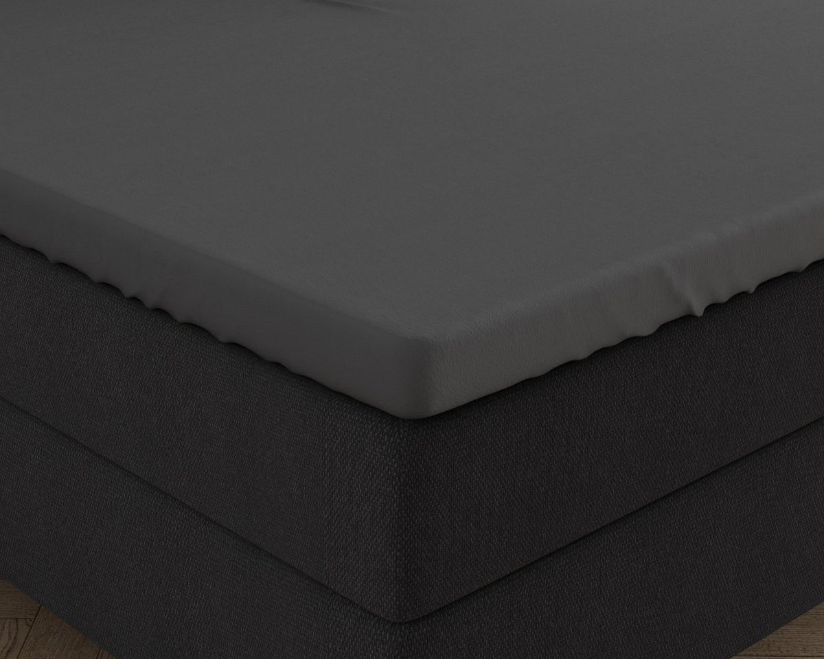 Double Jersey 220 GSM Soft Cotton Matress Topper Fitted Sheet | Anthracite Grey | Single / Large Single (EU) 80/90 x 200/220cm (L) x 40cm (D) - The Bedding & Blankets Store