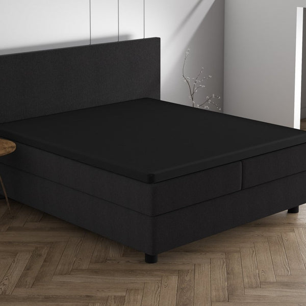 Double Jersey 220 GSM Soft Cotton Matress Topper Fitted Sheet | Black | Single / Large Single (EU) 80/90 x 200/220cm (L) x 25cm (D) - The Bedding & Blankets Store