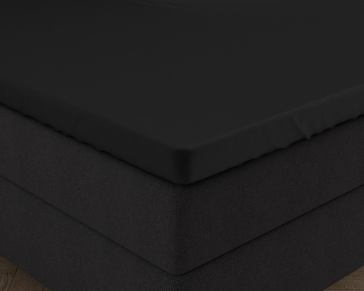 Double Jersey 220 GSM Soft Cotton Matress Topper Fitted Sheet | Black | Single / Large Single (EU) 80/90 x 200/220cm (L) x 25cm (D) - The Bedding & Blankets Store
