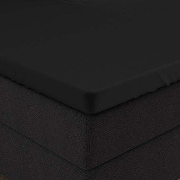 Double Jersey 220 GSM Soft Cotton Matress Topper Fitted Sheet | Black | Single / Large Single (EU) 80/90 x 200/220cm (L) x 25cm (D) - The Bedding & Blankets Store