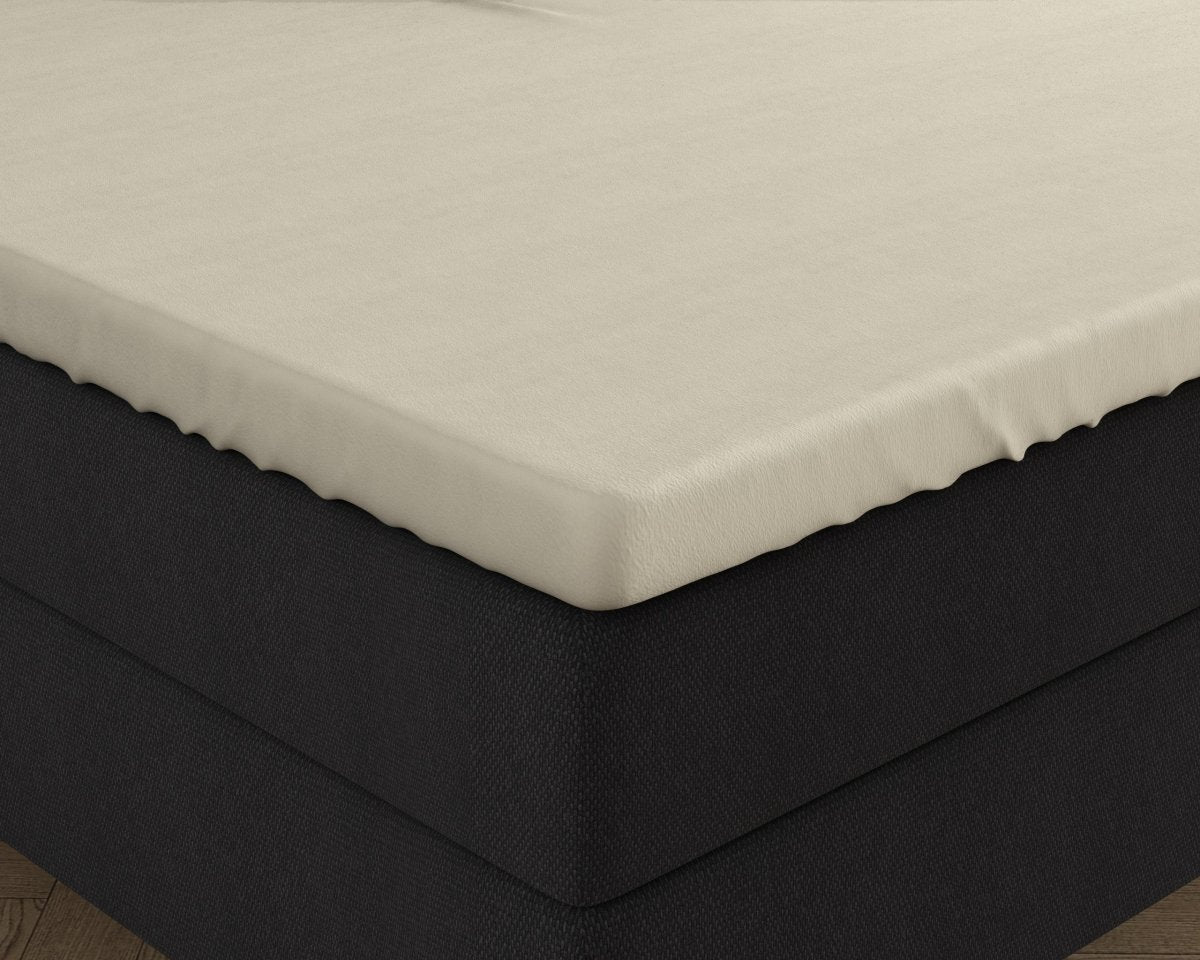 Double Jersey 220 GSM Soft Cotton Matress Topper Fitted Sheet | Cream | Single / Large Single (EU) 80/90 x 200/220cm (L) x 25cm (D) - The Bedding & Blankets Store