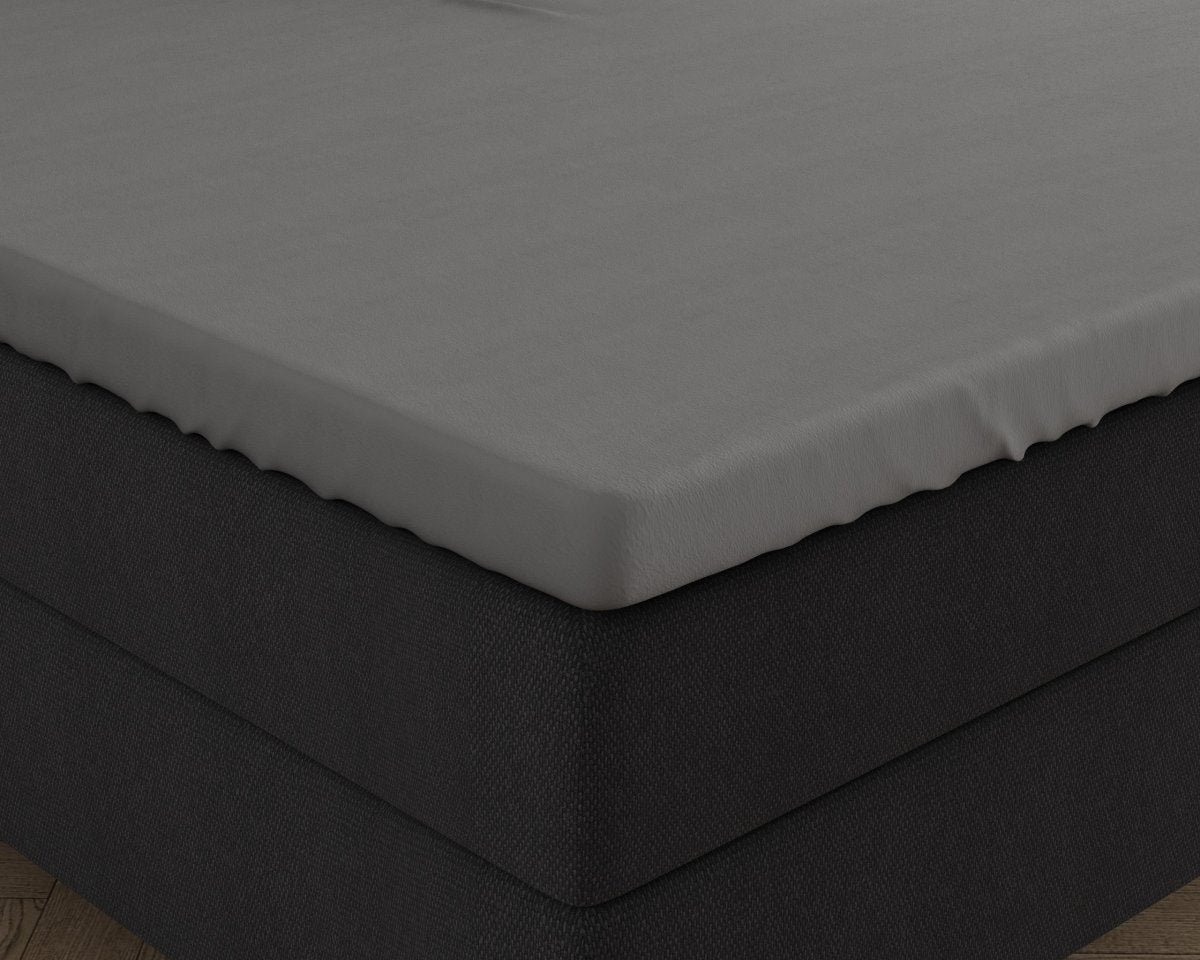 Double Jersey 220 GSM Soft Cotton Matress Topper Fitted Sheet | Grey | Single / Large Single (EU) 80/90 x 200/220cm (L) x 15cm (D) - The Bedding & Blankets Store