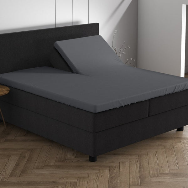 Double Jersey 220 GSM Soft Cotton Split - Topper Fitted Sheet | Anthracite Grey | Queen 160 x 200/220cm (L) x 40cm (D) - The Bedding & Blankets Store