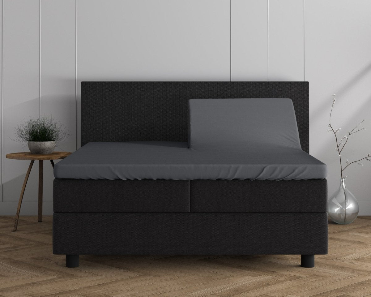 Double Jersey 220 GSM Soft Cotton Split - Topper Fitted Sheet | Anthracite Grey | Queen 160 x 200/220cm (L) x 40cm (D) - The Bedding & Blankets Store
