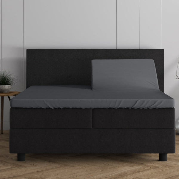 Double Jersey 220 GSM Soft Cotton Split - Topper Fitted Sheet | Anthracite Grey | Queen 160 x 200/220cm (L) x 40cm (D) - The Bedding & Blankets Store