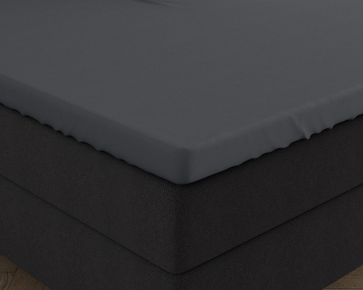 Double Jersey 220 GSM Soft Cotton Split - Topper Fitted Sheet | Anthracite Grey | Queen 160 x 200/220cm (L) x 40cm (D) - The Bedding & Blankets Store