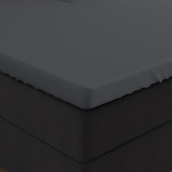 Double Jersey 220 GSM Soft Cotton Split - Topper Fitted Sheet | Anthracite Grey | Queen 160 x 200/220cm (L) x 40cm (D) - The Bedding & Blankets Store