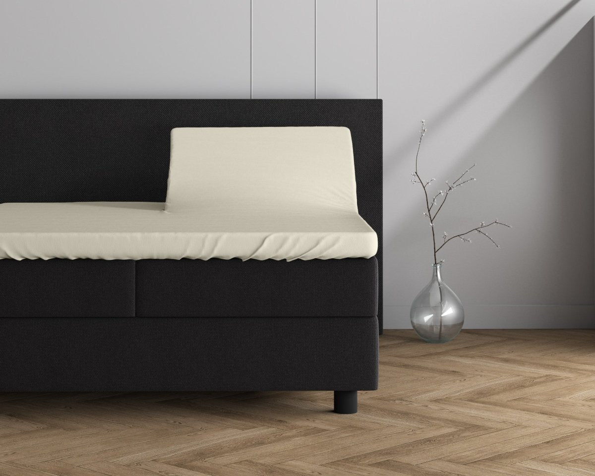 Double Jersey 220 GSM Soft Cotton Split - Topper Fitted Sheet | Cream | Queen 160 x 200/220cm (L) x 40cm (D) - The Bedding & Blankets Store