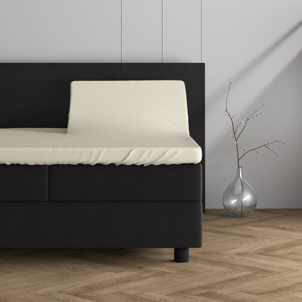 Double Jersey 220 GSM Soft Cotton Split - Topper Fitted Sheet | Cream | Queen 160 x 200/220cm (L) x 40cm (D) - The Bedding & Blankets Store