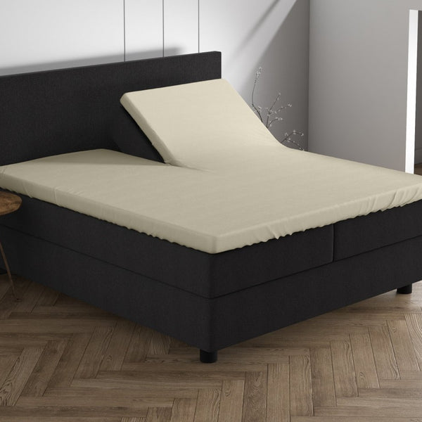 Double Jersey 220 GSM Soft Cotton Split - Topper Fitted Sheet | Cream | Queen 160 x 200/220cm (L) x 40cm (D) - The Bedding & Blankets Store
