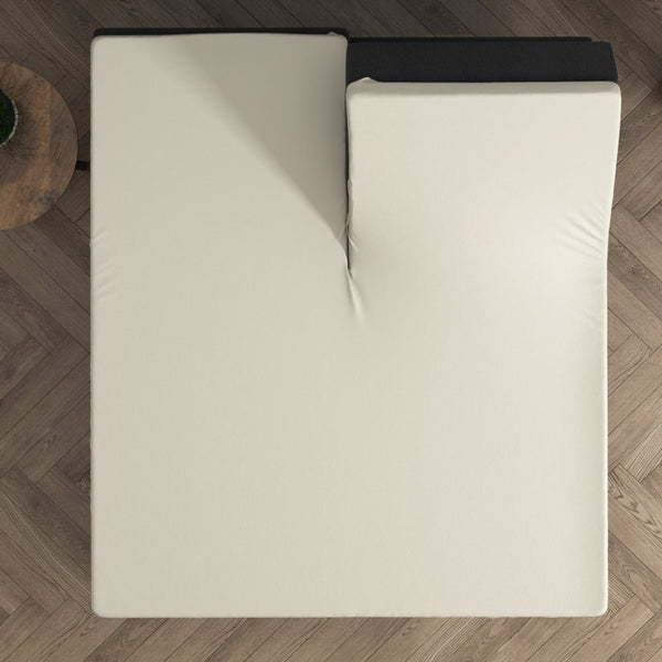Double Jersey 220 GSM Soft Cotton Split - Topper Fitted Sheet | Cream | Queen 160 x 200/220cm (L) x 40cm (D) - The Bedding & Blankets Store