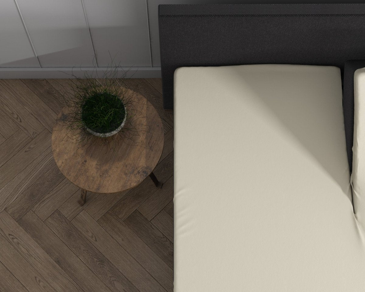 Double Jersey 220 GSM Soft Cotton Split - Topper Fitted Sheet | Cream | Queen 160 x 200/220cm (L) x 40cm (D) - The Bedding & Blankets Store