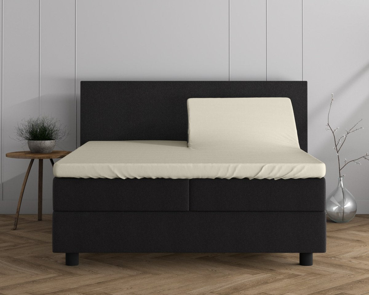 Double Jersey 220 GSM Soft Cotton Split - Topper Fitted Sheet | Cream | Queen 160 x 200/220cm (L) x 40cm (D) - The Bedding & Blankets Store