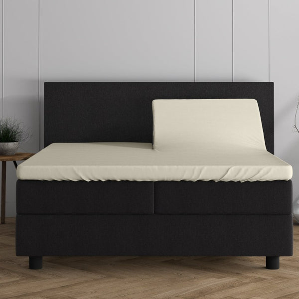 Double Jersey 220 GSM Soft Cotton Split - Topper Fitted Sheet | Cream | Queen 160 x 200/220cm (L) x 40cm (D) - The Bedding & Blankets Store