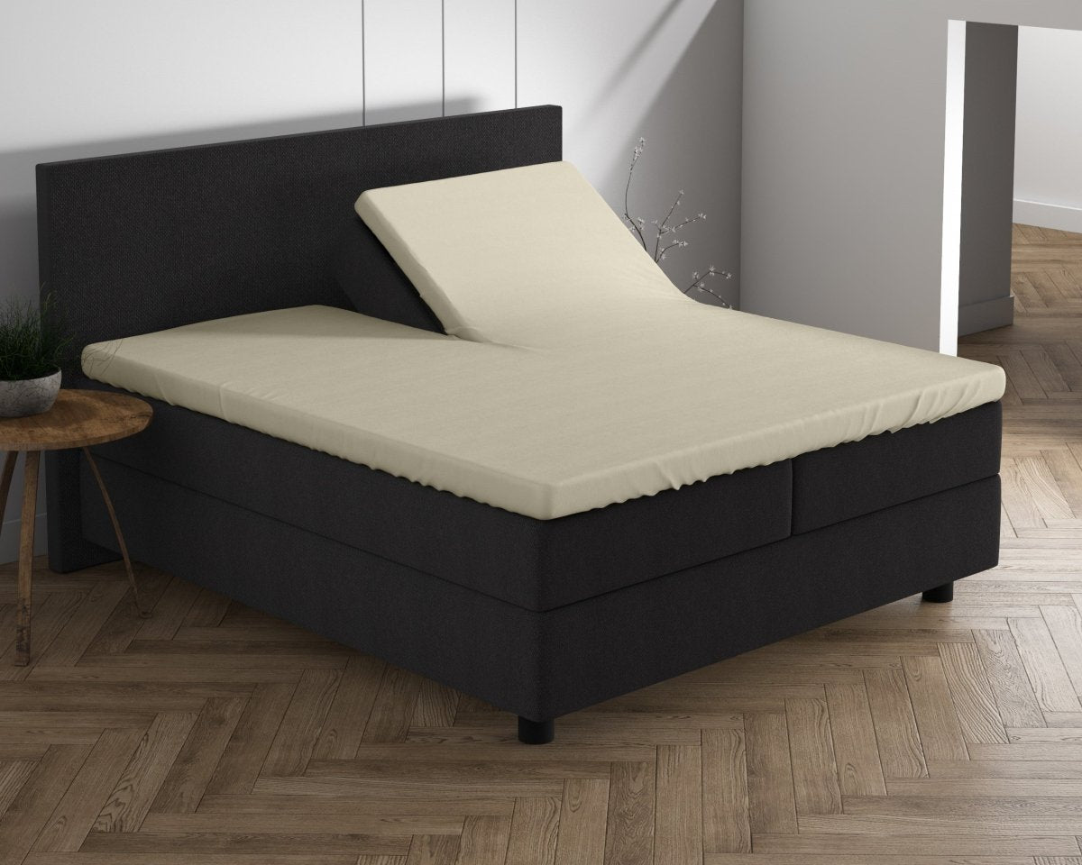 Double Jersey 220 GSM Soft Cotton Split - Topper Fitted Sheet | Cream | Queen 160 x 200/220cm (L) x 40cm (D) - The Bedding & Blankets Store