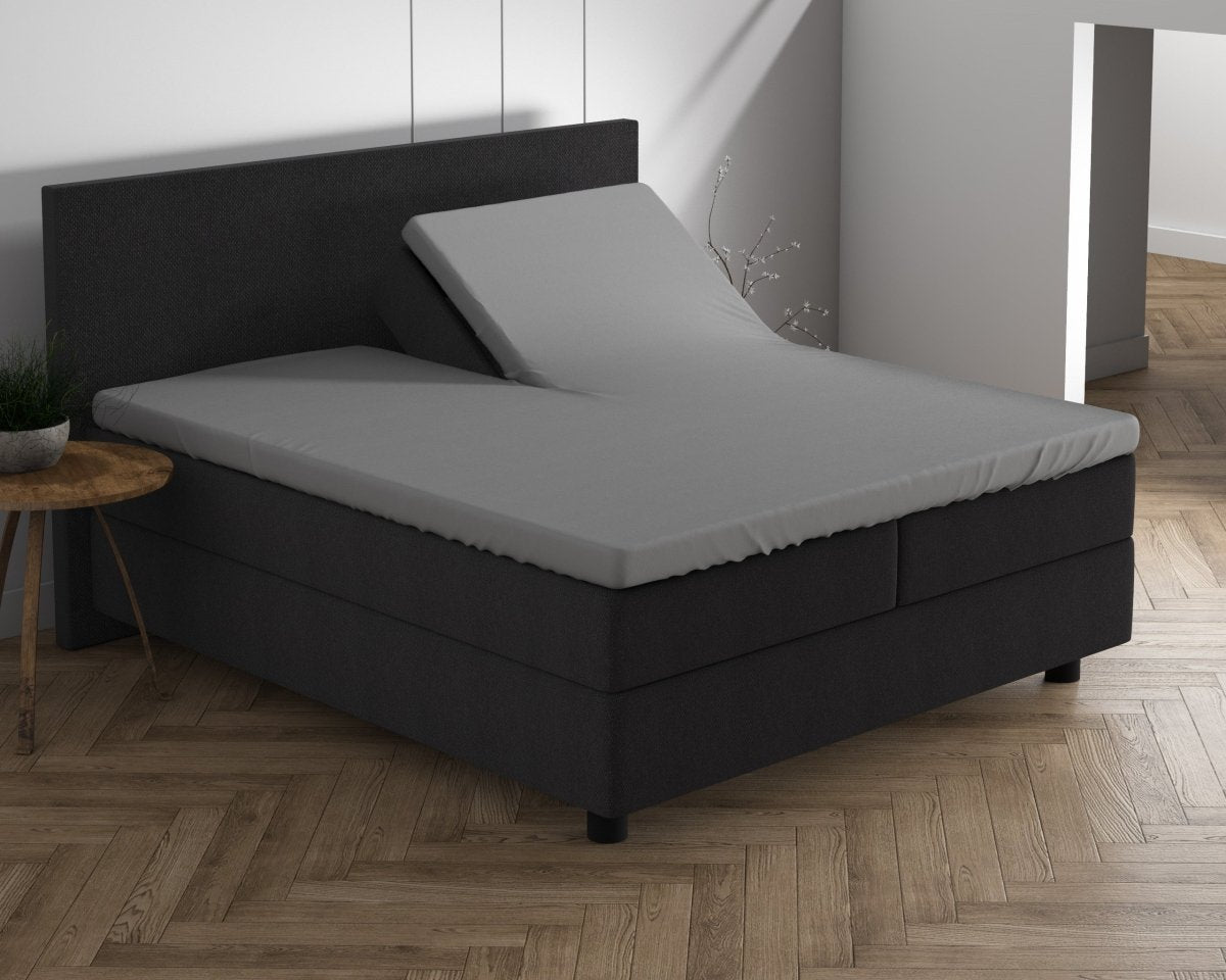 Double Jersey 220 GSM Soft Cotton Split - Topper Fitted Sheet | Grey | Queen 160 x 200/220cm (L) x cm (D) - The Bedding & Blankets Store