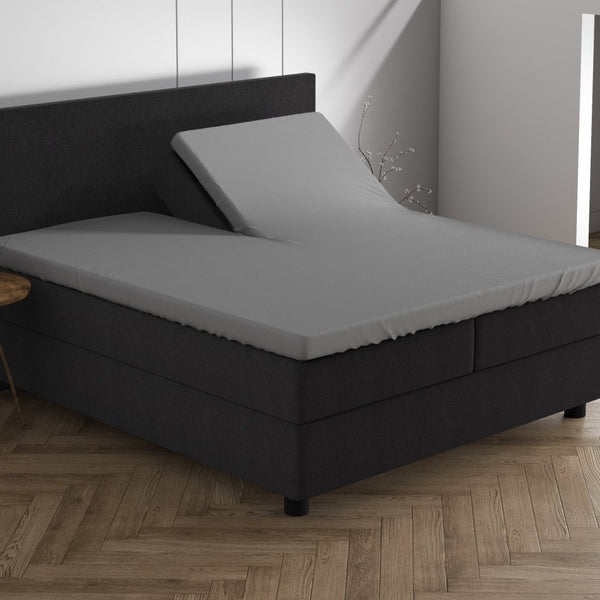 Double Jersey 220 GSM Soft Cotton Split - Topper Fitted Sheet | Grey | Queen 160 x 200/220cm (L) x cm (D) - The Bedding & Blankets Store
