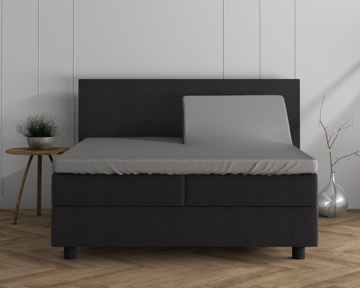 Double Jersey 220 GSM Soft Cotton Split - Topper Fitted Sheet | Grey | Queen 160 x 200/220cm (L) x cm (D) - The Bedding & Blankets Store