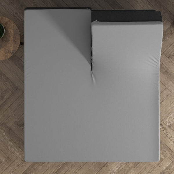 Double Jersey 220 GSM Soft Cotton Split - Topper Fitted Sheet | Grey | Queen 160 x 200/220cm (L) x cm (D) - The Bedding & Blankets Store