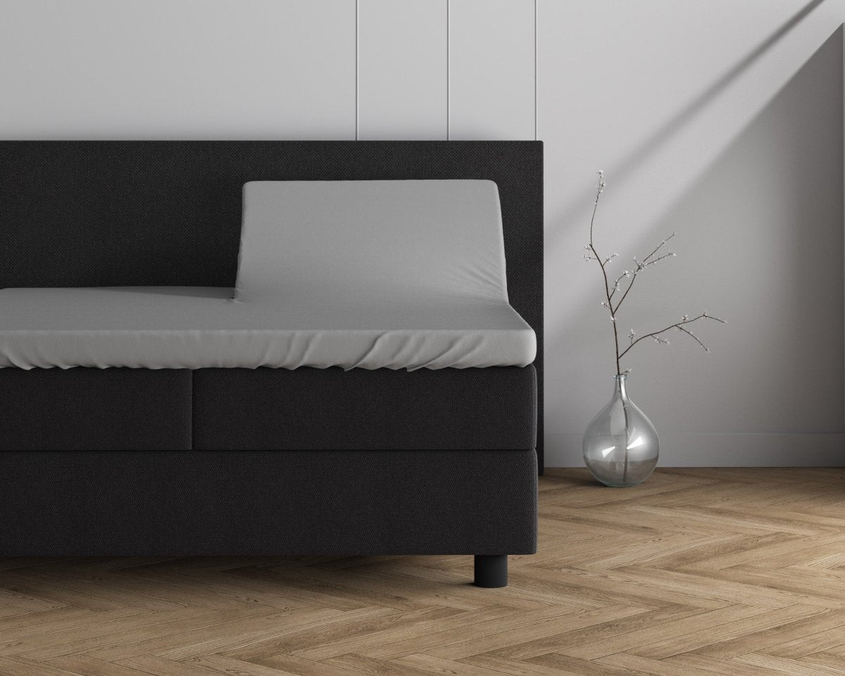 Double Jersey 220 GSM Soft Cotton Split - Topper Fitted Sheet | Grey | Queen 160 x 200/220cm (L) x cm (D) - The Bedding & Blankets Store