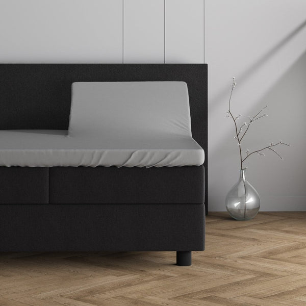 Double Jersey 220 GSM Soft Cotton Split - Topper Fitted Sheet | Grey | Queen 160 x 200/220cm (L) x cm (D) - The Bedding & Blankets Store