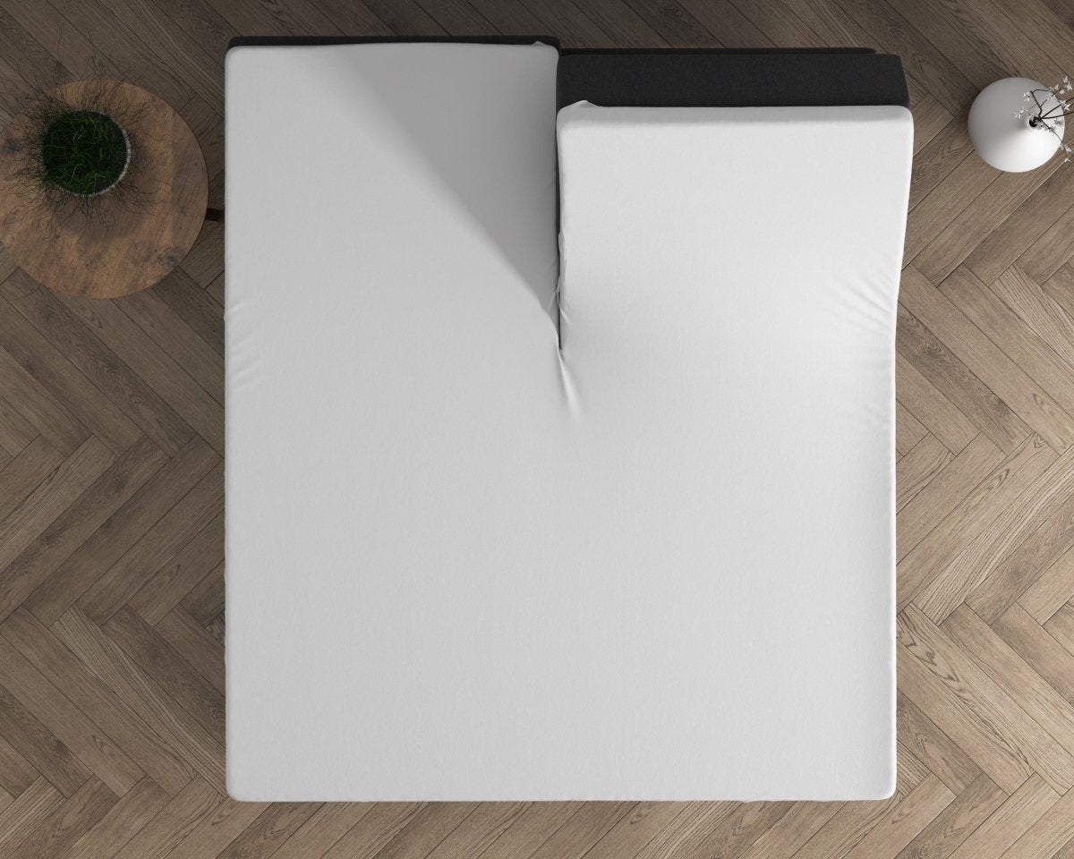 Double Jersey 220 GSM Soft Cotton Split - Topper Fitted Sheet | White | Queen 160 x 200/220cm (L) x cm (D) - The Bedding & Blankets Store