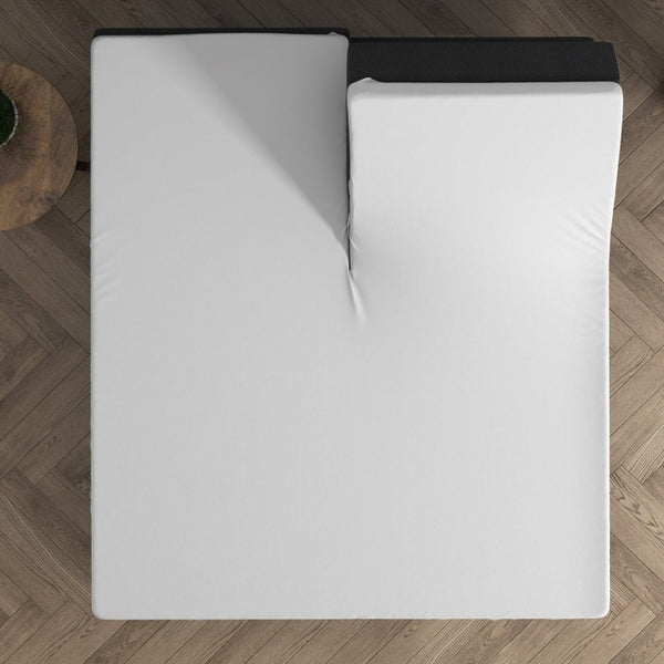 Double Jersey 220 GSM Soft Cotton Split - Topper Fitted Sheet | White | Queen 160 x 200/220cm (L) x cm (D) - The Bedding & Blankets Store