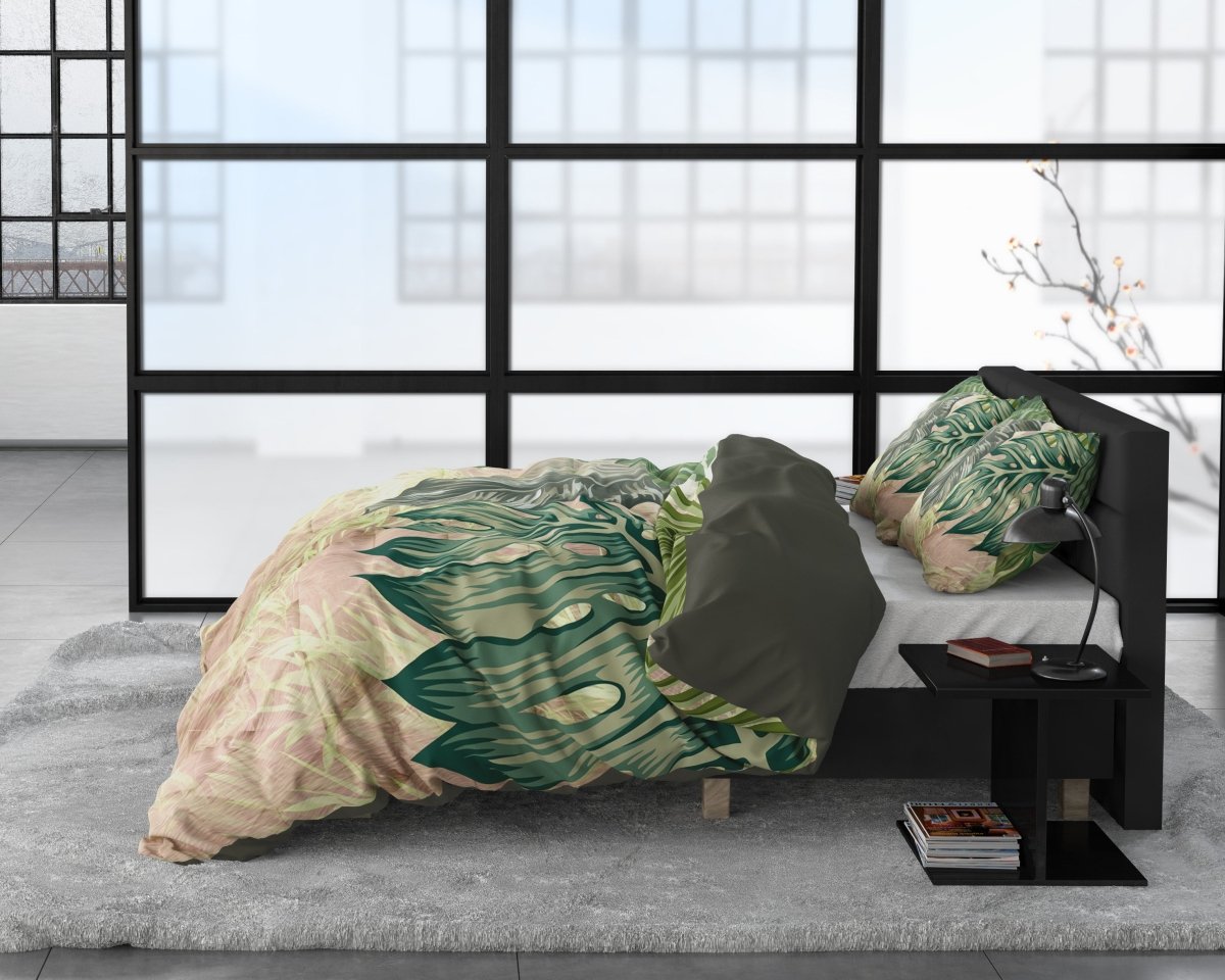 Duvet Cover Set Malva | Green | King Long - 240cm (W) x 220cm (L) - The Bedding & Blankets Store