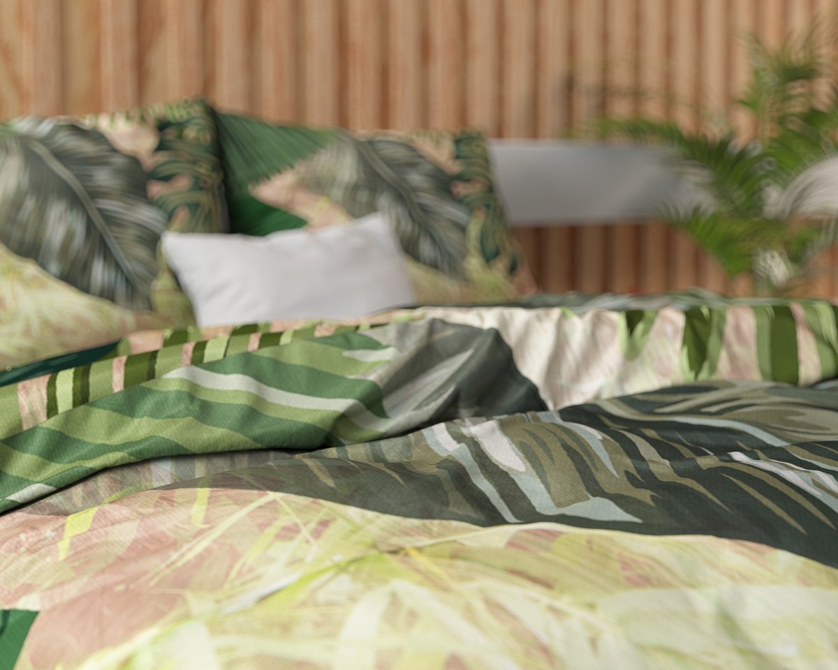 Duvet Cover Set Malva | Green | King Long - 240cm (W) x 220cm (L) - The Bedding & Blankets Store