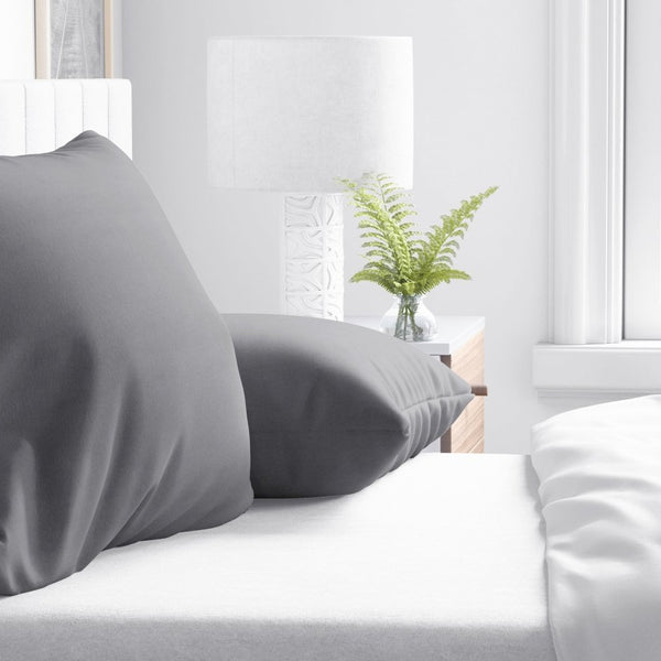 Flannel Cotton 2 in 1 Pillowcase | Anthracite | 60cm x 70cm - The Bedding & Blankets Store