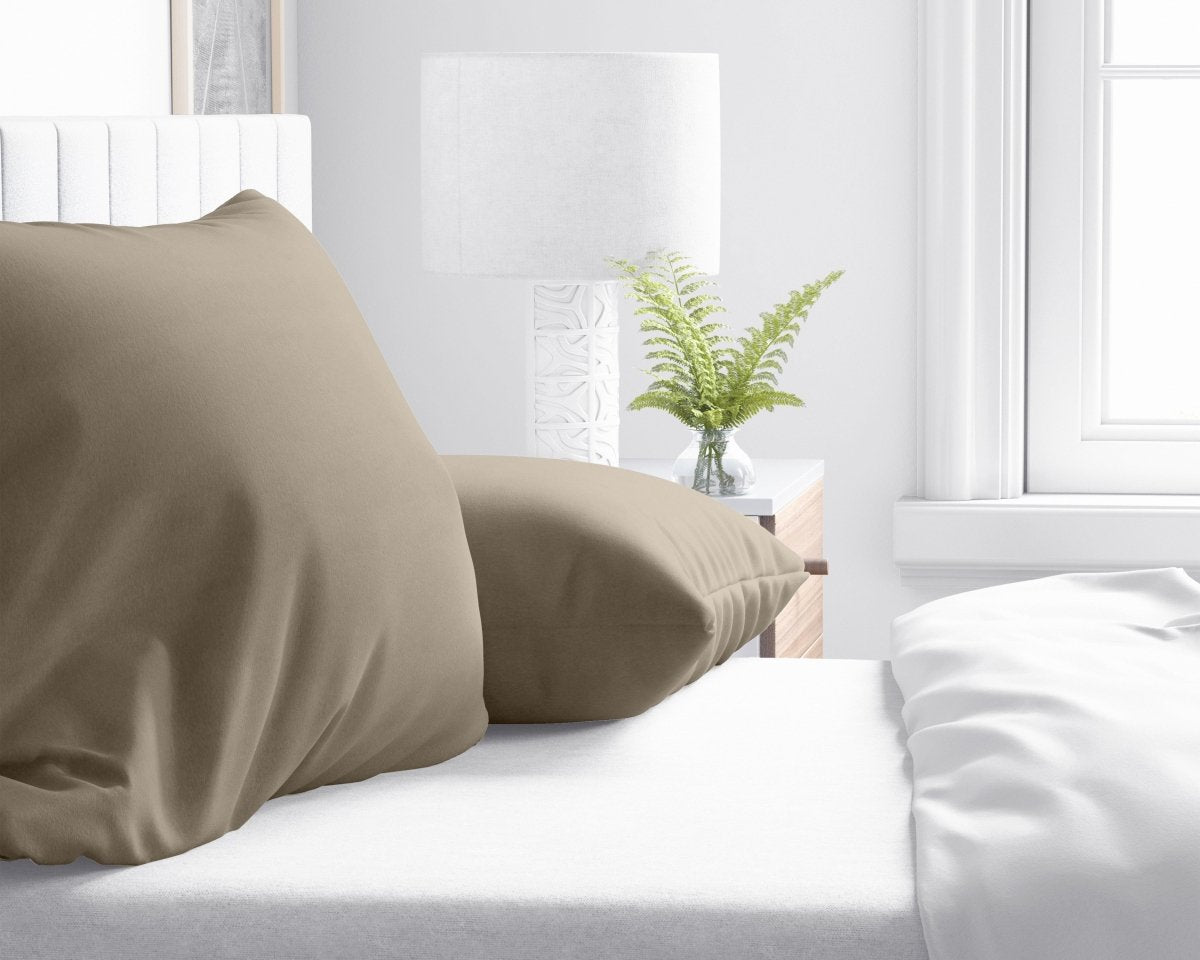 Flannel Cotton 2 in 1 Pillowcase | Taupe | 60cm x 70cm - The Bedding & Blankets Store
