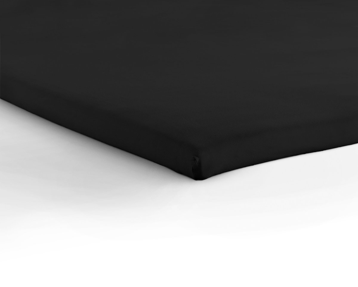 Jersey Mattress Topper Fitted Sheet | Black | Adjustable Single (EU) 70/80/90 x 200/220cm (L) x 15cm (D) - The Bedding & Blankets Store