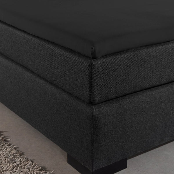 Jersey Mattress Topper Fitted Sheet | Black | Adjustable Single (EU) 70/80/90 x 200/220cm (L) x 15cm (D) - The Bedding & Blankets Store