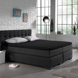 Jersey Mattress Topper Fitted Sheet | Black | Adjustable Single (EU) 70/80/90 x 200/220cm (L) x 15cm (D) - The Bedding & Blankets Store