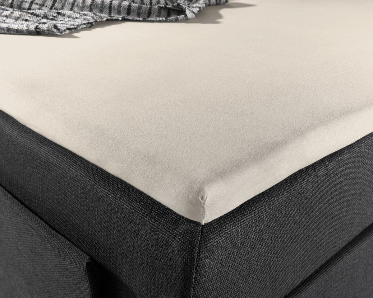 Jersey Mattress Topper Fitted Sheet | Cream | Adjustable Single (EU) 70/80/90 x 200/220cm (L) x 15cm (D) - The Bedding & Blankets Store