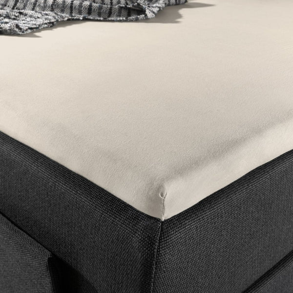 Jersey Mattress Topper Fitted Sheet | Cream | Adjustable Single (EU) 70/80/90 x 200/220cm (L) x 15cm (D) - The Bedding & Blankets Store