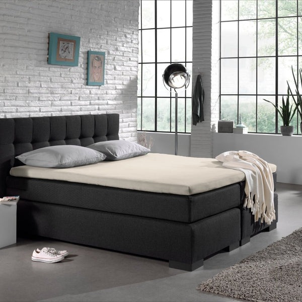 Jersey Mattress Topper Fitted Sheet | Cream | Adjustable Single (EU) 70/80/90 x 200/220cm (L) x 15cm (D) - The Bedding & Blankets Store