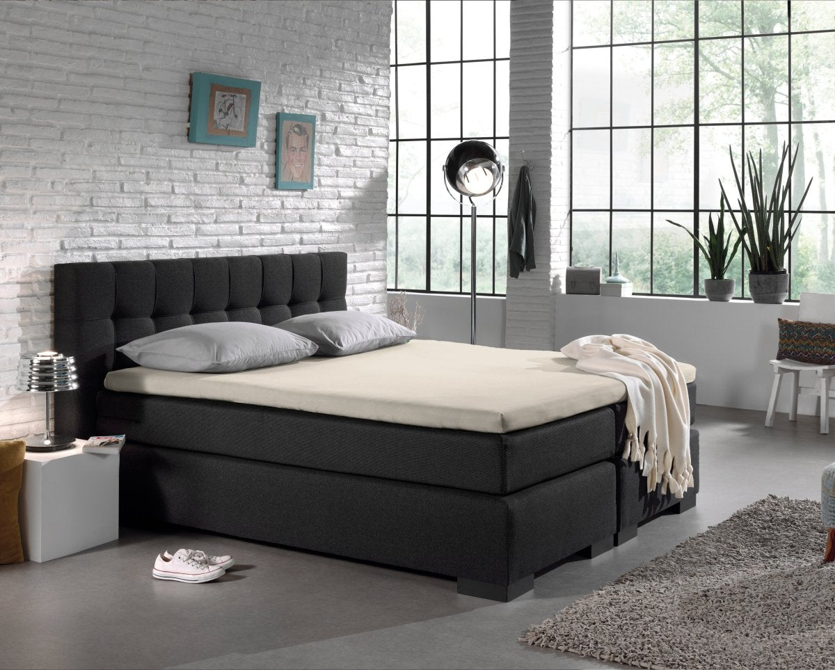 Jersey Mattress Topper Fitted Sheet | Cream | Adjustable Single (EU) 70/80/90 x 200/220cm (L) x 15cm (D) - The Bedding & Blankets Store