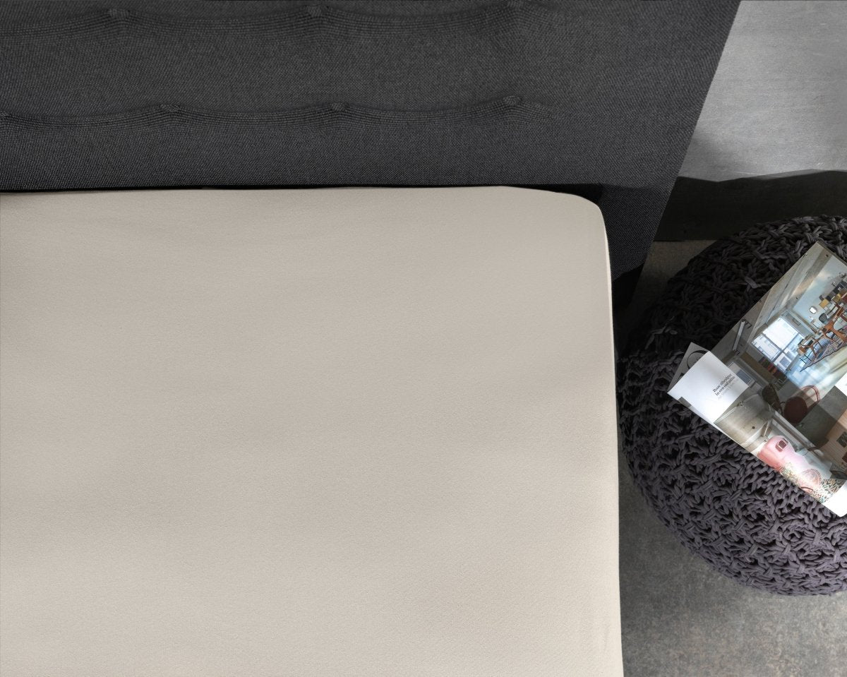 Jersey Mattress Topper Fitted Sheet | Cream | Adjustable Single (EU) 70/80/90 x 200/220cm (L) x 15cm (D) - The Bedding & Blankets Store