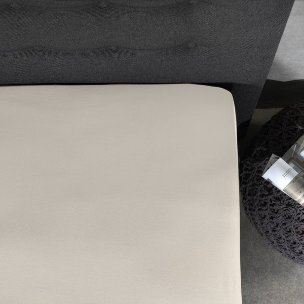 Jersey Mattress Topper Fitted Sheet | Cream | Adjustable Single (EU) 70/80/90 x 200/220cm (L) x 15cm (D) - The Bedding & Blankets Store