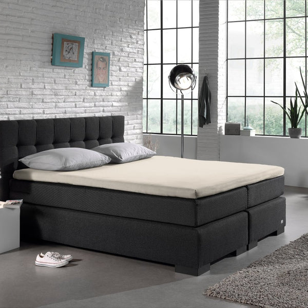Jersey Mattress Topper Fitted Sheet | Cream | Adjustable Single (EU) 70/80/90 x 200/220cm (L) x 15cm (D) - The Bedding & Blankets Store