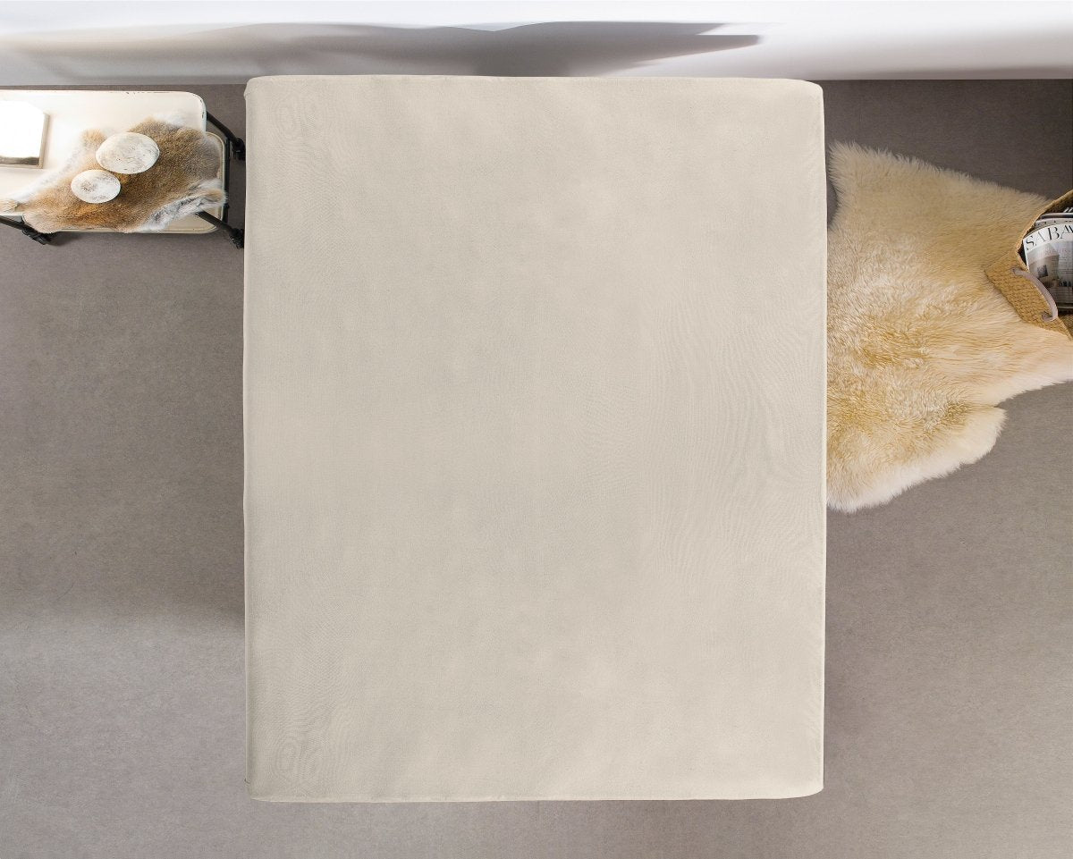 Jersey Mattress Topper Fitted Sheet | Cream | Adjustable Single (EU) 70/80/90 x 200/220cm (L) x 15cm (D) - The Bedding & Blankets Store