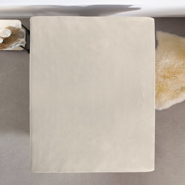 Jersey Mattress Topper Fitted Sheet | Cream | Adjustable Single (EU) 70/80/90 x 200/220cm (L) x 15cm (D) - The Bedding & Blankets Store