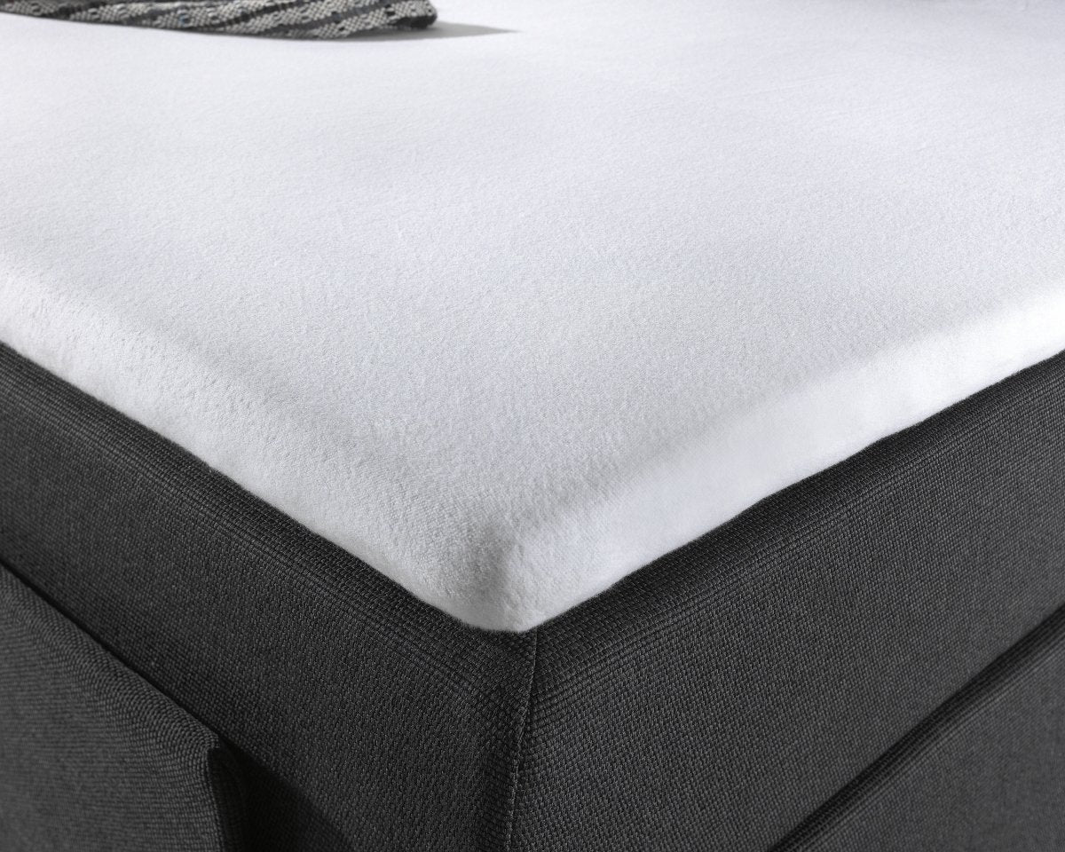 Polycotton Fitted Mattress Topper Protector Sheet | White | King 180cm (W) x 200/220cm (L) x 15cm (D) - The Bedding & Blankets Store