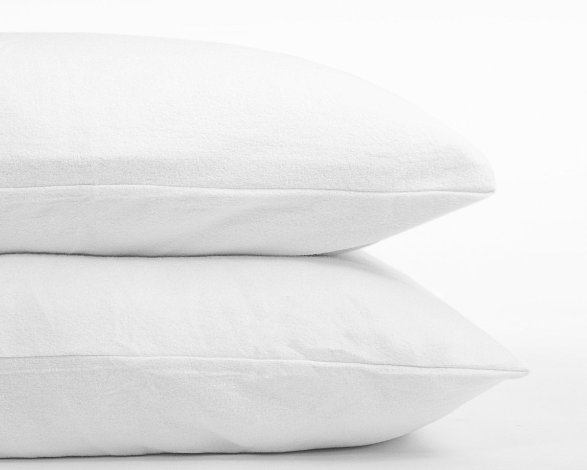 Polycotton Molton Basic Line 2 in 1 Pillowcase | White | 60cm x 70cm - The Bedding & Blankets Store