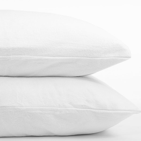 Polycotton Molton Basic Line 2 in 1 Pillowcase | White | 60cm x 70cm - The Bedding & Blankets Store
