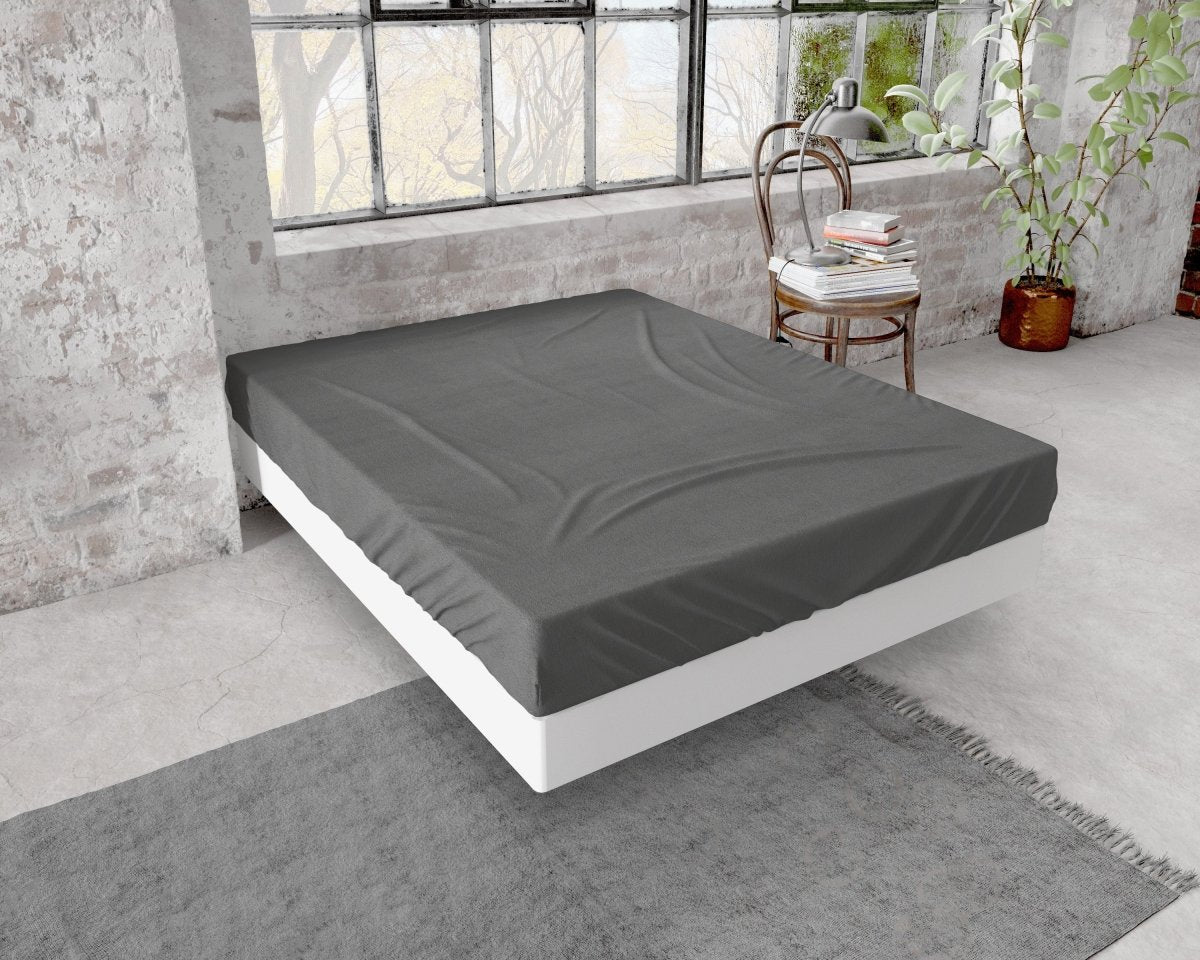 Premium Flannel Fitted Sheet | Anthracite Grey | Single 90 x 200/210cm (L) x 30cm (D) - The Bedding & Blankets Store